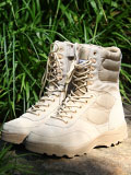 防穿刺钢板-新款款SWAT沙色7寸牛皮军靴-拉链快脱-帆布鞋帮透气 保护脚踝设计40114